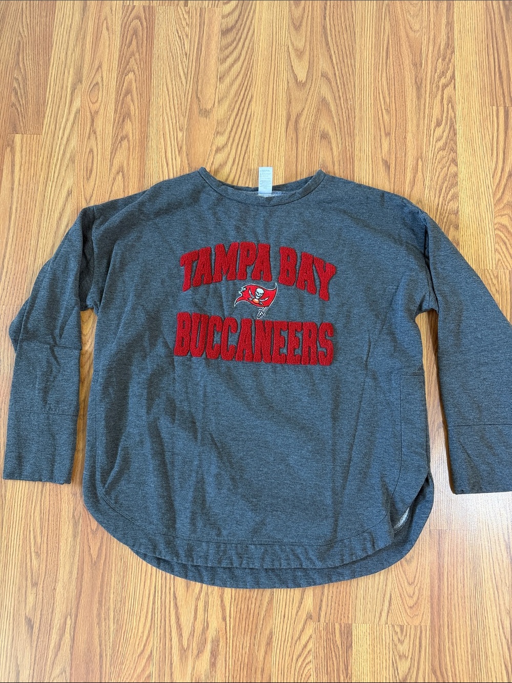 NFL Gray Crewneck Sweatshirt with Red Tampa Bay Buccaneers Logo